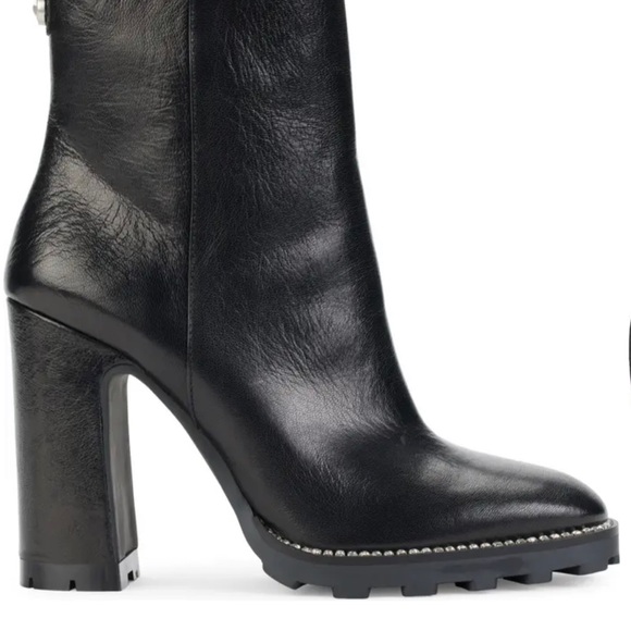 KARL LAGERFELD PARIS STYLE PEPPY BLACK GRAIN LEATHER BOOTIE SIZE 7.5 - Picture 5 of 15